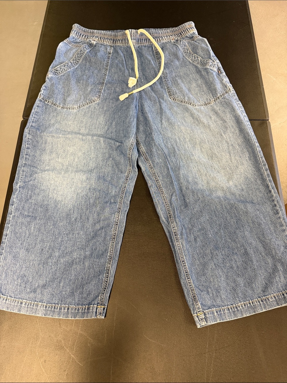 Free People - We The Free Easy Pull on Blue Wide Leg Denim Jeans Large - Picture 3 of 8